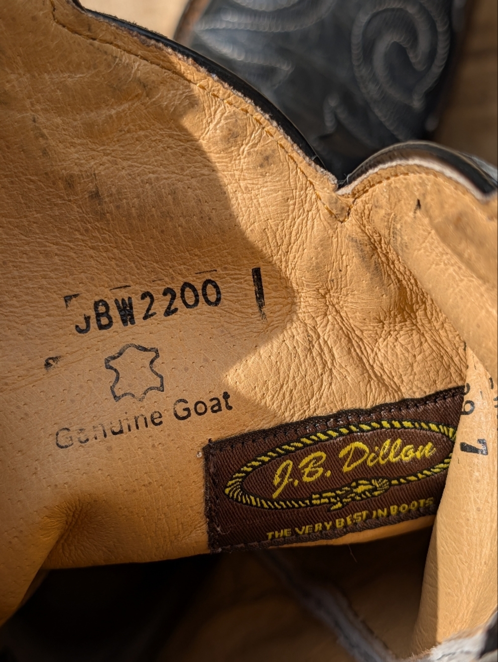 JB Dillon Cowboy Boots Black Leather Western Distressed 8.5 JBW2200 - Picture 3 of 11